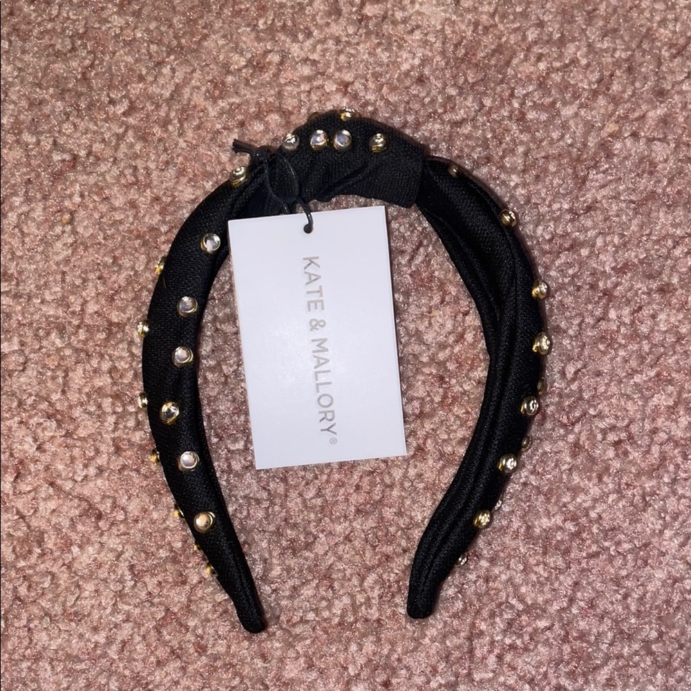 Kate & Mallory Black Headband with Gold Accents